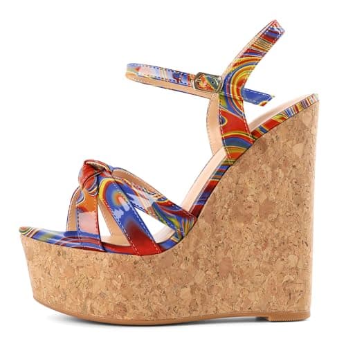 YODEKS Women's Platform Wedge Sandals-Ankle Strap Heel — Multi-color Heatmap