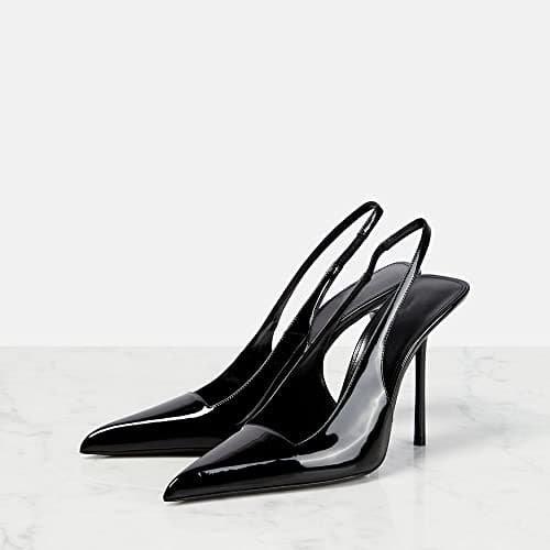 THESHY Women's Stretch Slip-on Patent Leather Heels Fashion Shoes