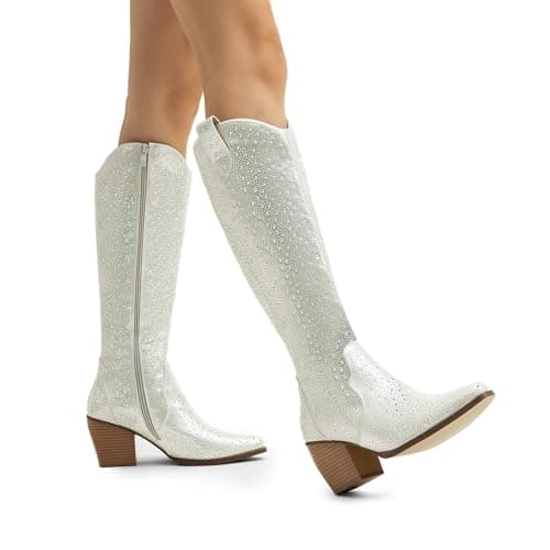 Dream Pairs Women's Comfortable Cowboy Boots - Embroidered Pointed Toe Zipper Heel