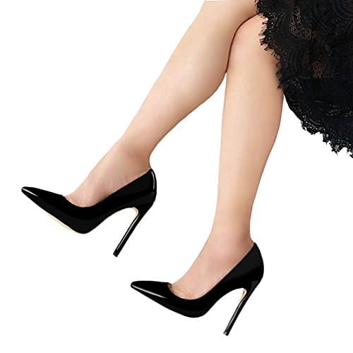 COLETER Women's 4.72 Inch Patent Leather Pointed Toe Wedding Stilettos