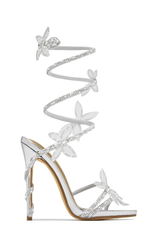 Sexytag Diamante Butterfly Wrap Stiletto Heels Rhinestone Sandals