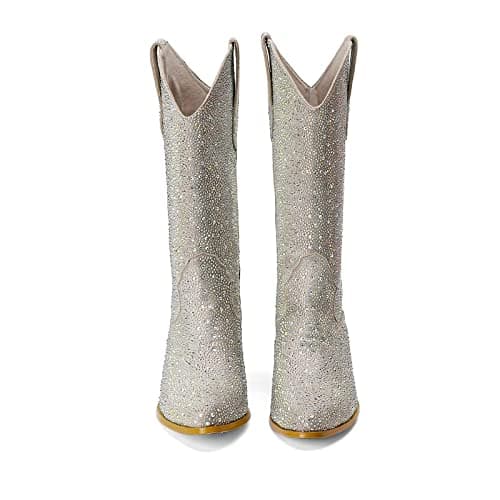 Vintage Gold Embroidered Western Cowgirl Boots