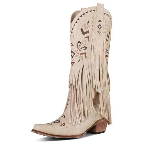 SaraIris Women's Knee High Cowgirl Fringe Boots