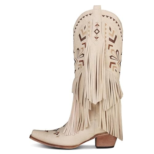 SaraIris Women's Knee High Cowgirl Fringe Boots