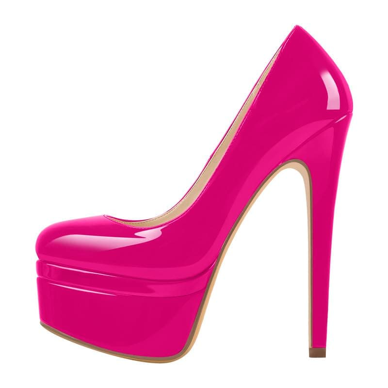 Richealnana Women's Double Platform Stiletto Heels — Rose Red Double Platform