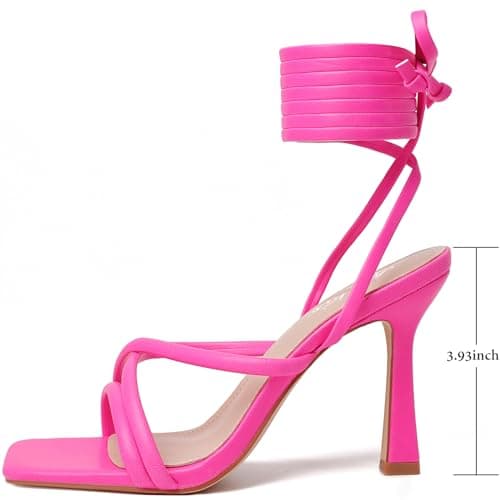 Mostrin Women's Strappy Heels Lace Up Square Toe High Heeled Sandals for Prom, Party & Daily Wear