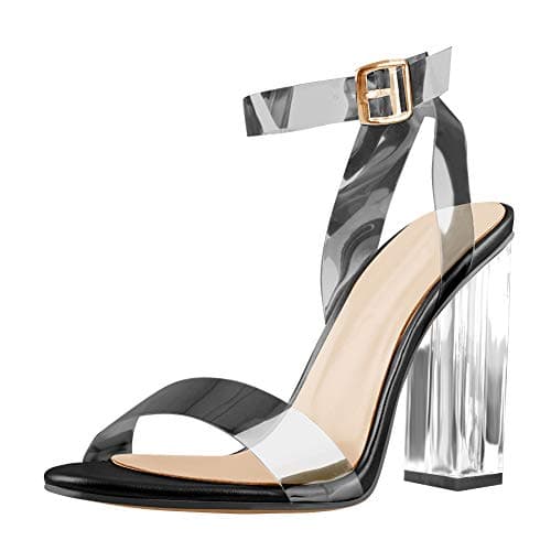 Richealnana Women's Transparent Adjustable Buckle Dress Sandals