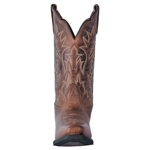 Laredo Womens Malinda Distressed Embroidered Casual Boots - Brown Mid Calf Low Heel