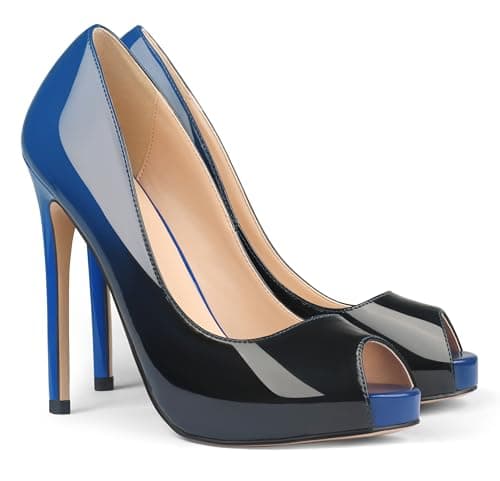 Eithy Women's Thin High Heel Pumps for Party and Daily Wear — Blue Black