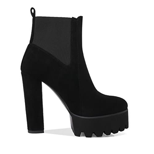 Richealnana Women's Elastic Ankle Booties with Round Toe and Chunky Heel