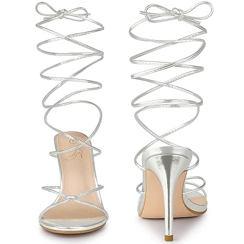 Perphy Lace-Up Slingback Strappy Stiletto Heels Sandals