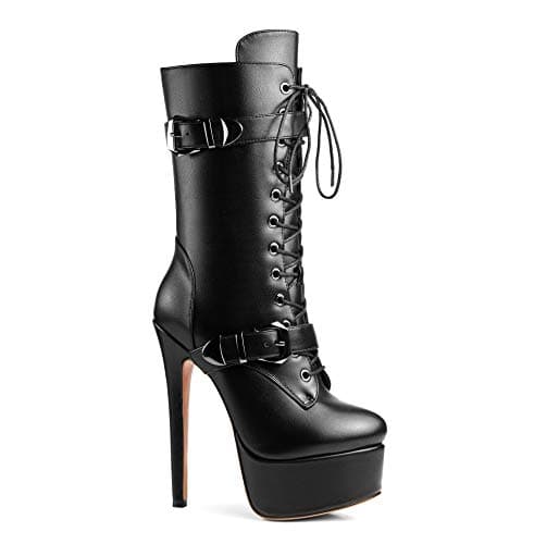 ANN CREEK Ultra High Stiletto Heels Platform Lace Up Boots