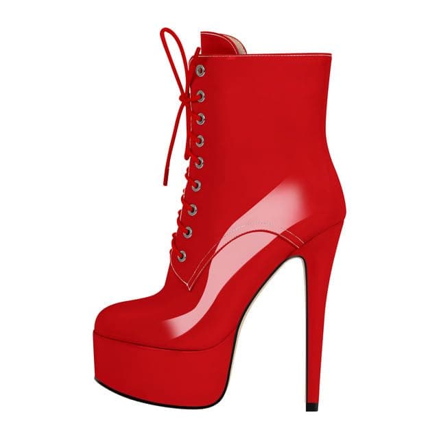 Richealnana Women's Platform Stiletto Heel Ankle Boots Voters for Party Prom — Red