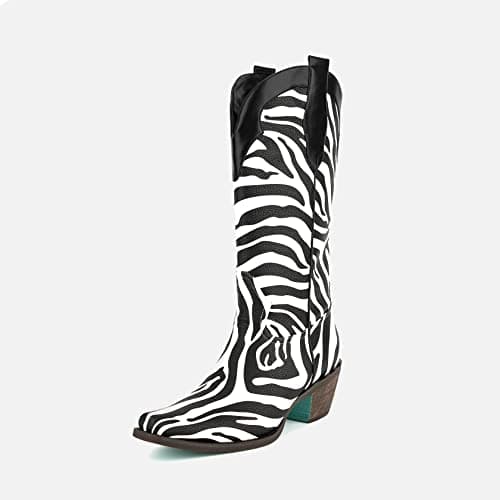 Richeliana Embroidered Square Toe Distressed Cowgirl Boots