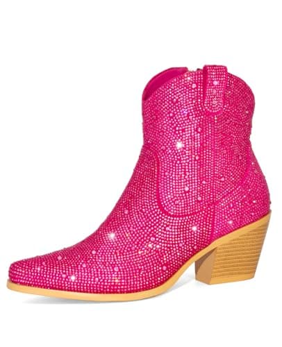 Rhinestone Cowgirl Boots for Women — Rose Red