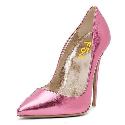 FSJ Women's Stilettos Formal Pointed Toe High Heel Shoes Größe 4-15 US — Pink 1
