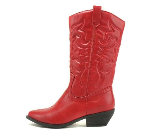 Women's Western Cowboy Pointe Toe Ankle Boots - RENO Soda — Red