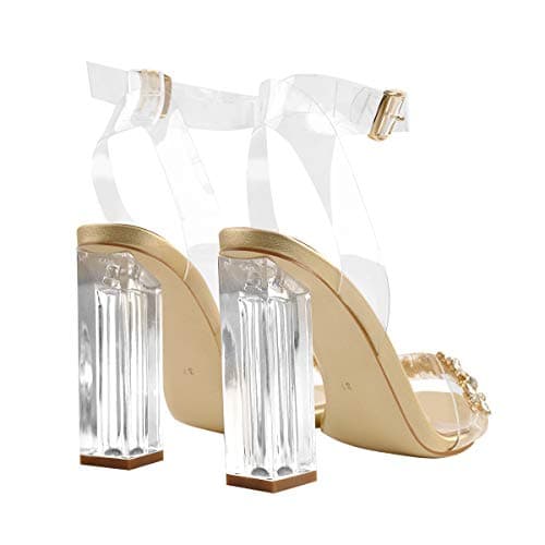 Richealnana Women's Clear Rhinestone Stiletto Sandals