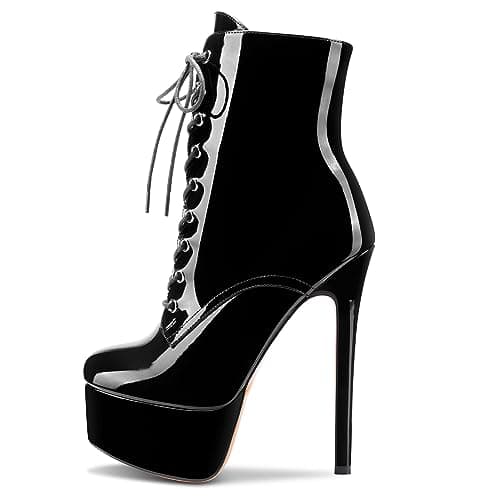 Castamere Women's High Heel Lace-Up Ankle Boots With Zipper Stiletto Heels 6 Inches