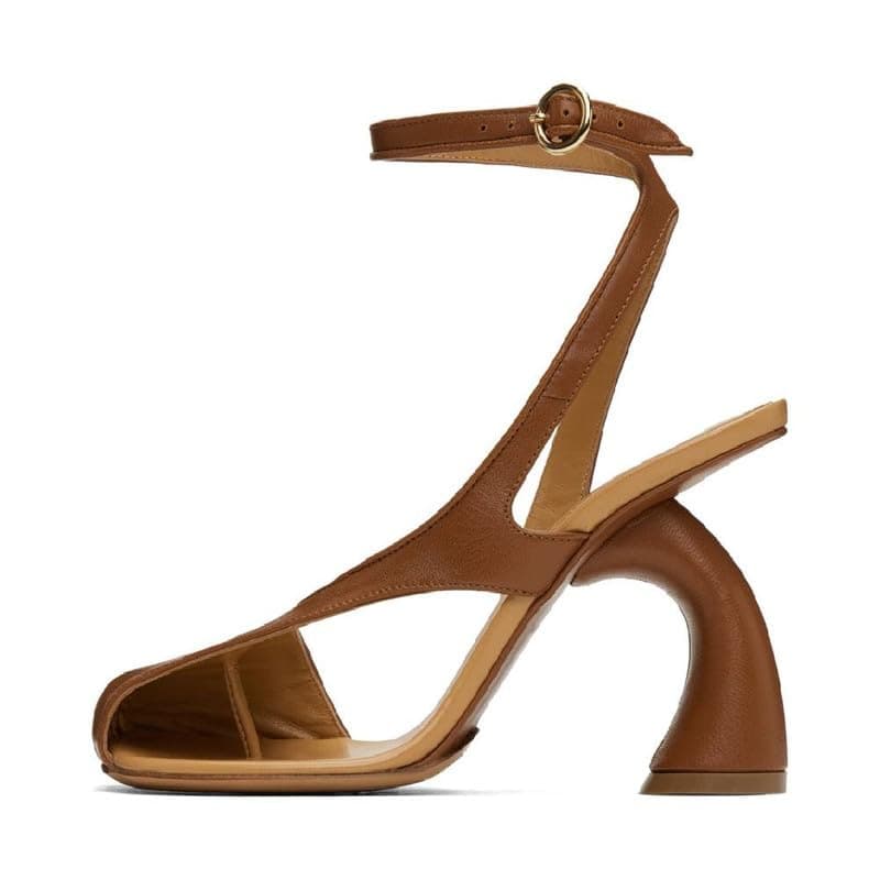 Richealnana Women's Square Toe Ankle Strap Chunky Heel Sandals — Brown