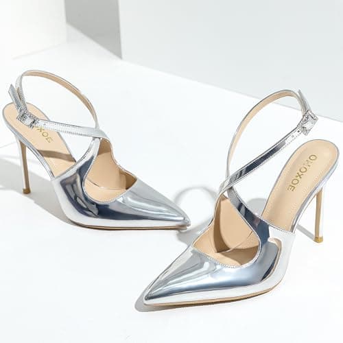 OHOXOE Women's Pointed Toe Stiletto Pumps Kitten Heels Wedding Party Shoes