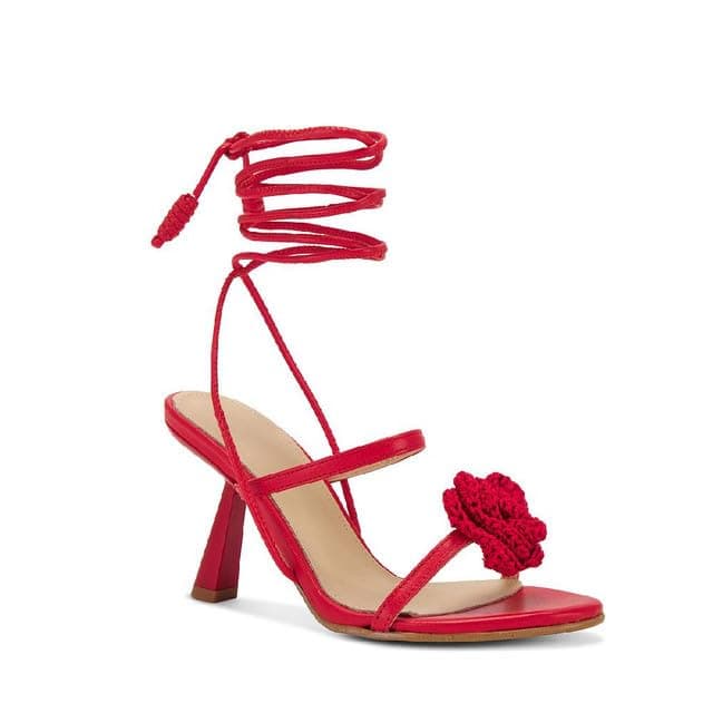 Richealnana Women's Lace-Up Strappy Flower Sandalschunky Heel Sandal for Party Prom