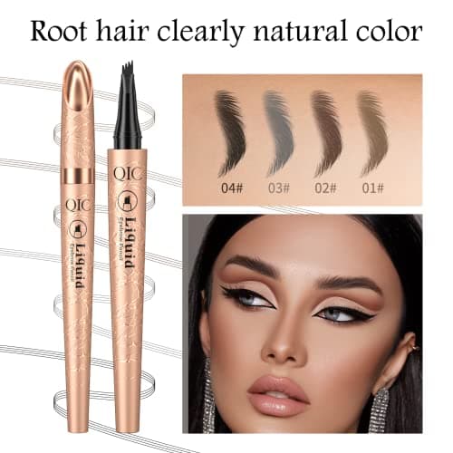 Q706 4-Tipped Dark Brown Eyebrow Pen, Precise & Long-lasting