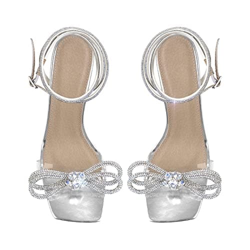Richealnana Women's Pointed Toe Bowknot Stiletto Heel Sandals for Party Prom