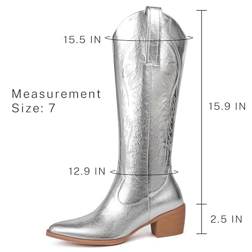 DOBOYG Women's Western Embroidered Cowboy Boots with Chunky Heel Perfect for Country Concerts