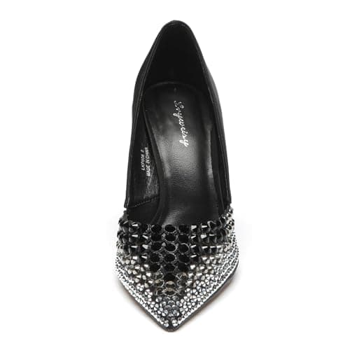 Lryweisy Women's 4 Inch Stiletto Rhinestone Heels for Wedding Party Shoes