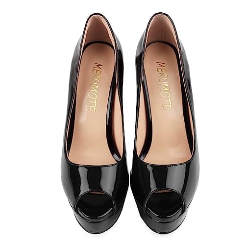 MERUMOTE Women's 6 Inch Stiletto Heels Peep Toe Pumps for Dress & Wedding Party
