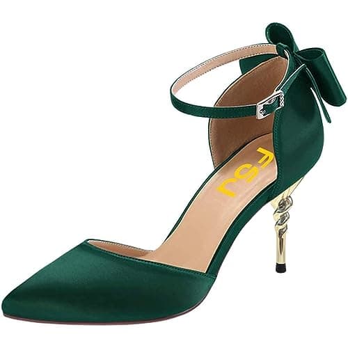FSJ Women's D'orsay Pointed Toe Ankle Strap Heels Size 4-15 US Party Shoes