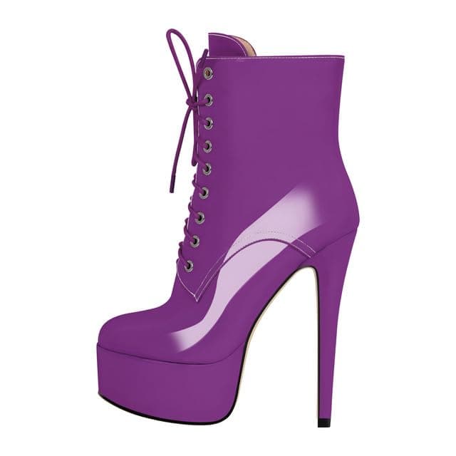 Richealnana Women's Platform Stiletto Heel Ankle Boots Voters for Party Prom — Purple