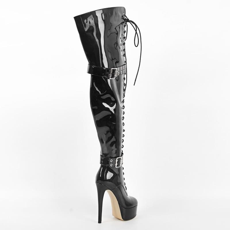 Richealnana Women's Over The Knee High Boots - Thigh High Platform Stiletto Heels Sexy Strappy Up Zipper Round Toe Shoes