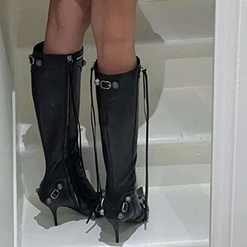 Oiamenne Women's Fashion Knee High Zipper Stiletto Heel Boots