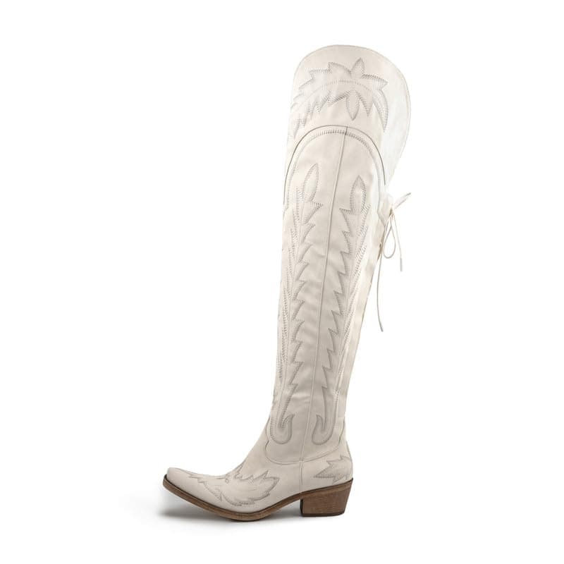 Atuelang Thigh High Western Embroidered Cowgirl Boots
