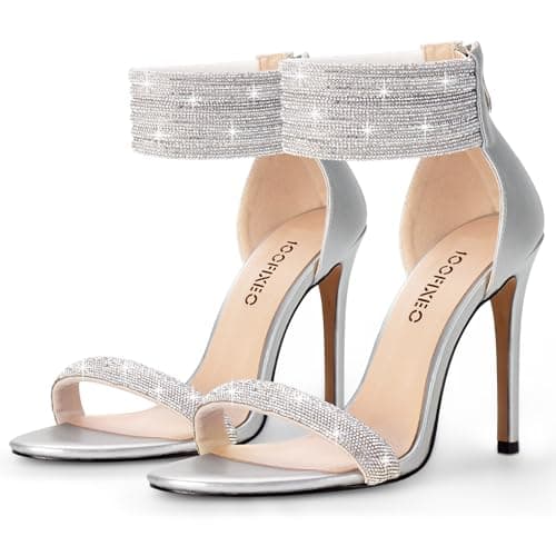 100FIXEO Elegant Rhinestone Heeled Open Toe Wedding Shoes