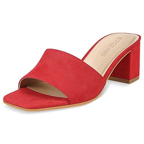 Refined Product Titles:

1. Women's Square Open Toe Heeled Sandals
2. Women's Diana Mule Sandal — Red