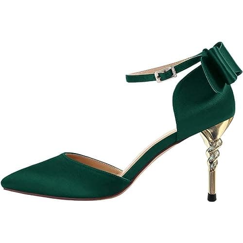 FSJ Women's D'orsay Pointed Toe Ankle Strap Heels Size 4-15 US Party Shoes
