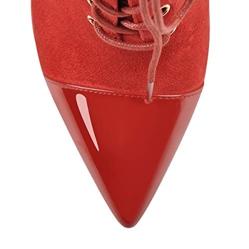 Richealnana Women's Red Lace-Up Ankle Boots US 9