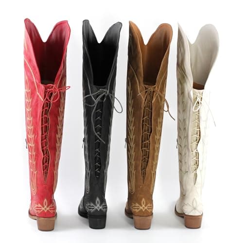 Western Cowboy Boots for Women Embroidered Thigh-High Cowgirl Style