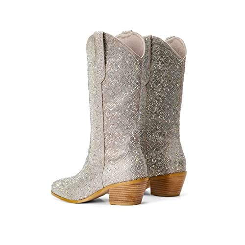 Vintage Gold Embroidered Western Cowgirl Boots