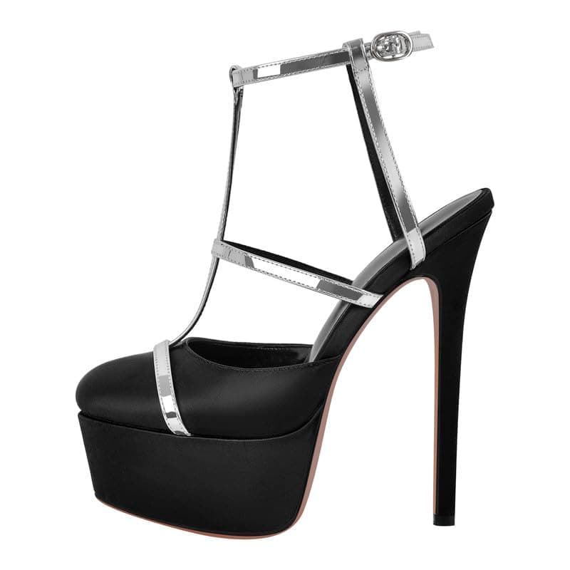 Richealnana Women's Crisscross Ankle Buckle Stilettos — Black-c
