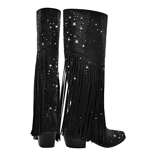 Women's Sparkling Calf-High Rhinestone Boots