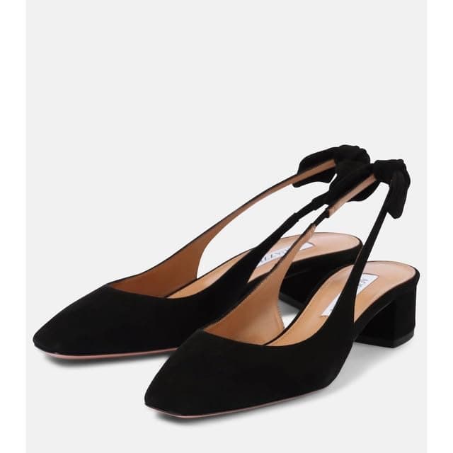 Richealnana Women's Elegant Square Toe Block Heel Slip-On Slingback Bow Prom Wedding Pumps