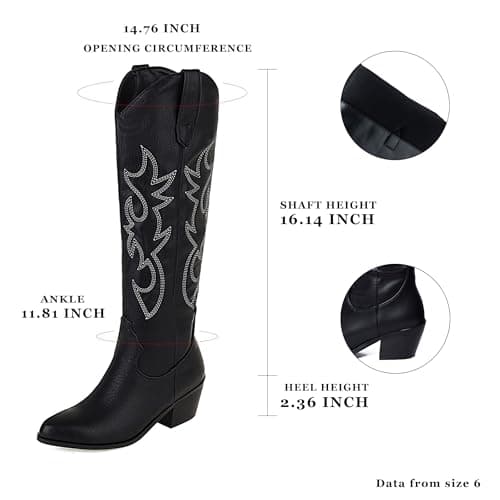MeiLuSi Embroidered Tall Cowboy Boots for Women
