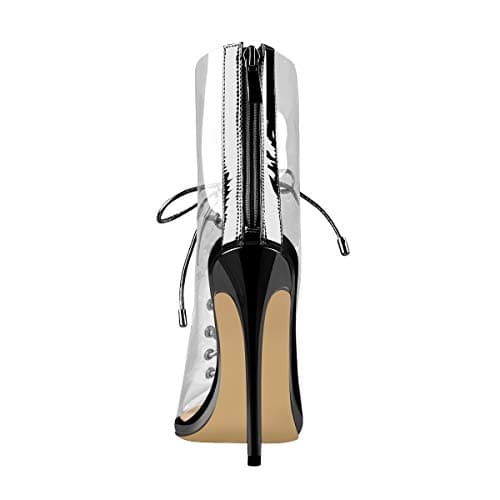 Richealnana Women's Clear Stiletto Heel Lace Up Sandals