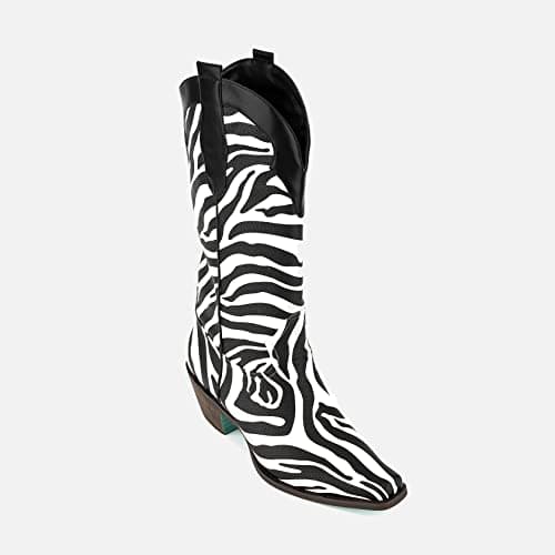 Richeliana Embroidered Square Toe Distressed Cowgirl Boots