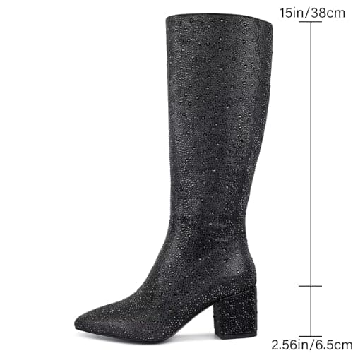 Wetkiss Sparkly Rhinestone Knee High Boots for Women Weddings Dates