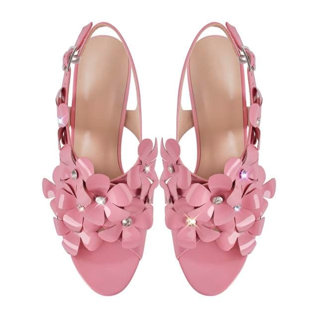 Richealnana Women's Platform Floral Sandals Chunky Heel Slip-On_high Heel Sandals for Party Prom
